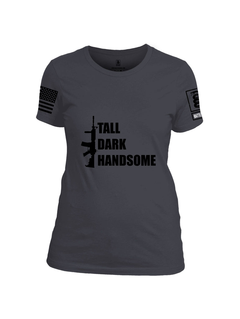 Battleraddle Tall Dark Handsome Black Sleeves Women Cotton Crew Neck T-Shirt