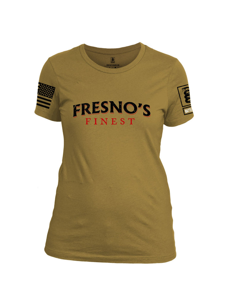 Battleraddle Fresnos Finest  Black Sleeves Women Cotton Crew Neck T-Shirt