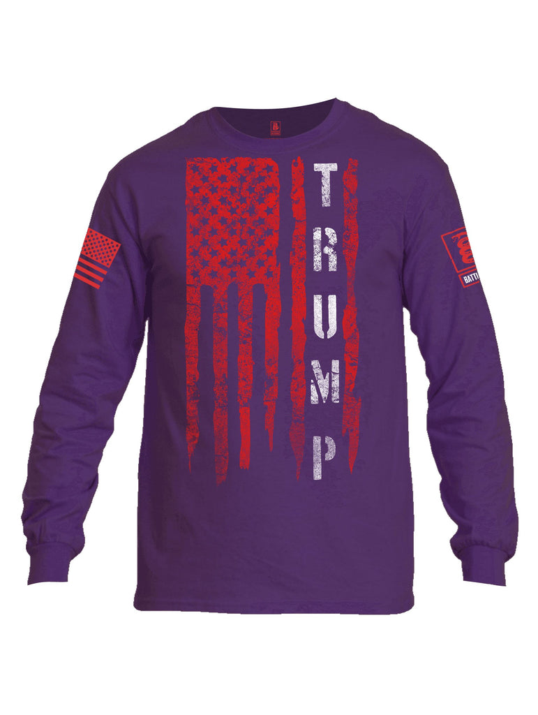 Battleraddle Trump Flag Red Sleeves Men Cotton Crew Neck Long Sleeve T Shirt