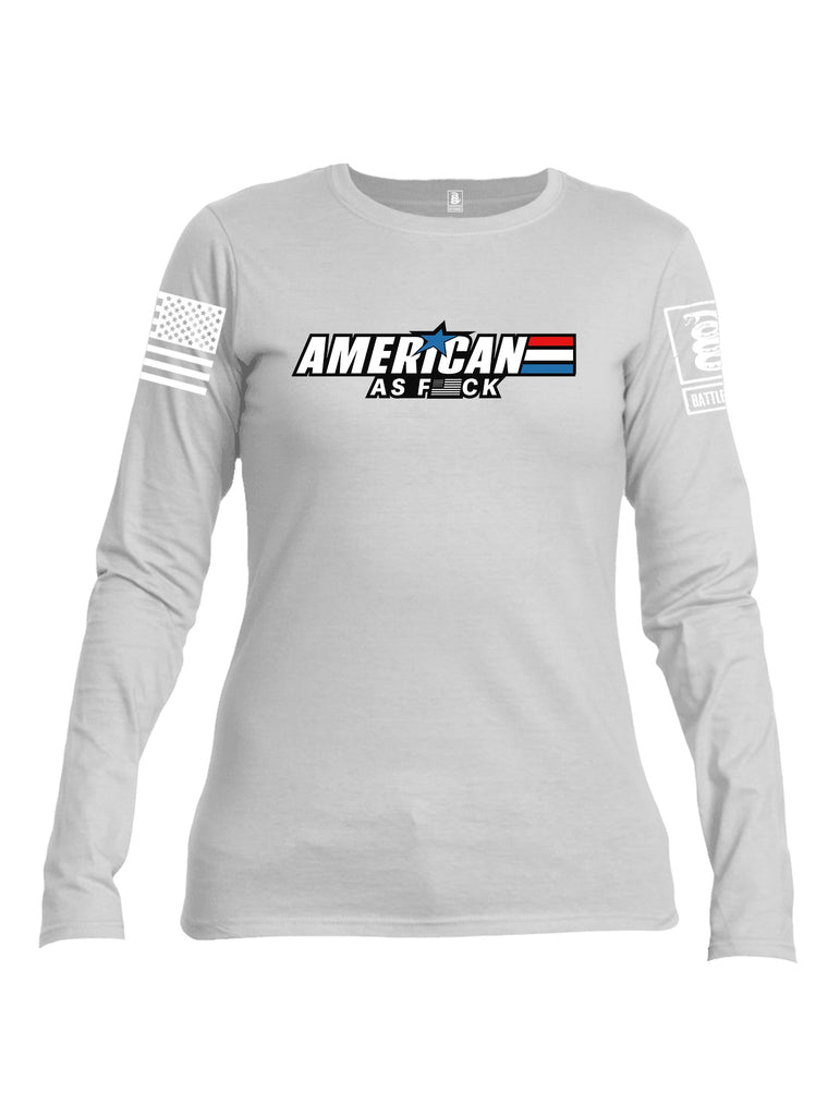 Battleraddle American As F White Sleeves Women Cotton Crew Neck Long Sleeve T Shirt