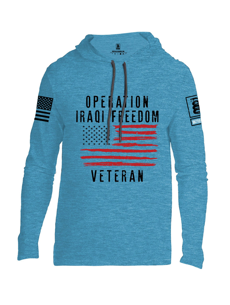 Battleraddle Operation Iraqi Freedom Veteran Black Sleeves Men Cotton Thin Cotton Lightweight Hoodie