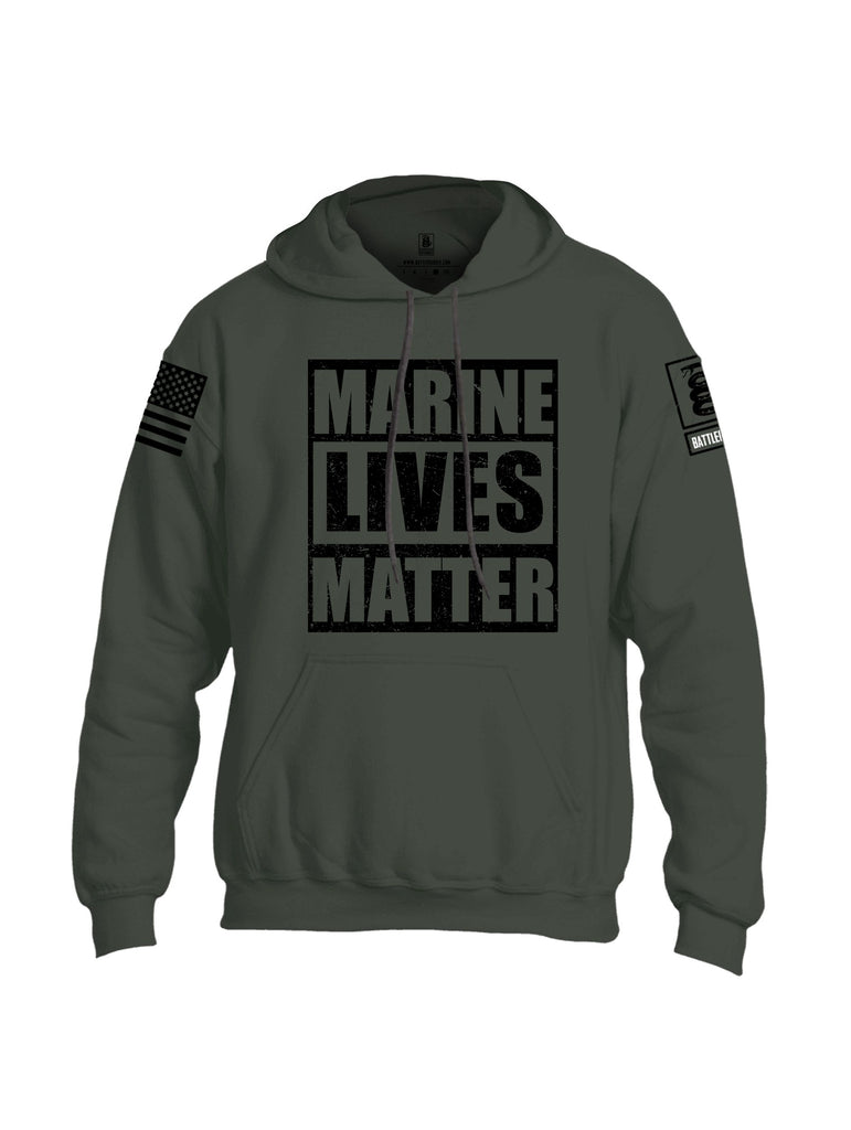 Battleraddle Marine Lives Matter Black Sleeves Uni Cotton Blended Hoodie With Pockets