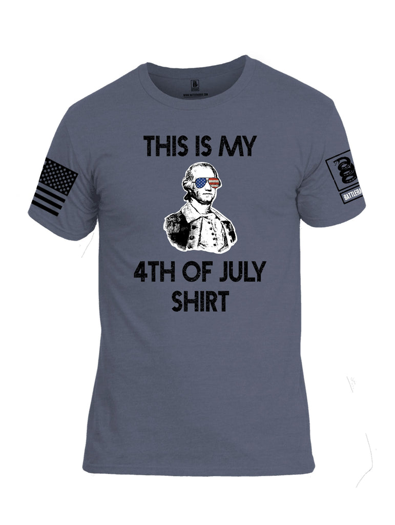 Battleraddle This Is My 4Th Of July Shirt  Black Sleeves Men Cotton Crew Neck T-Shirt