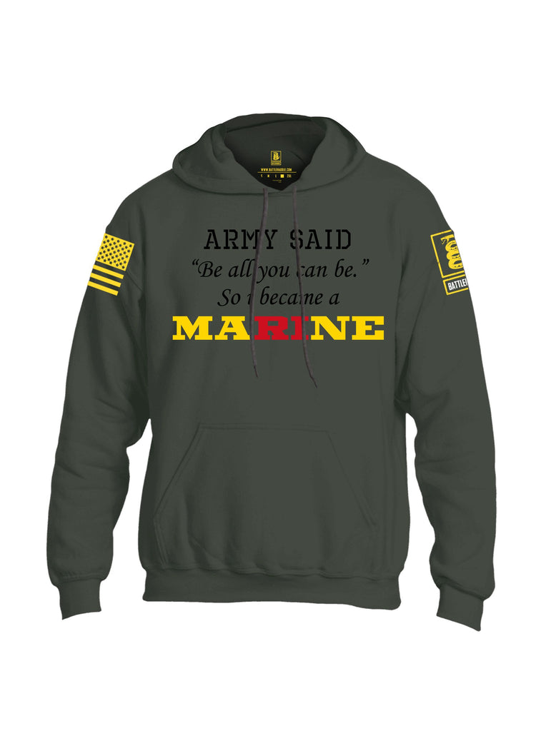 Battleraddle Army Said   Yellow Sleeves Uni Cotton Blended Hoodie With Pockets