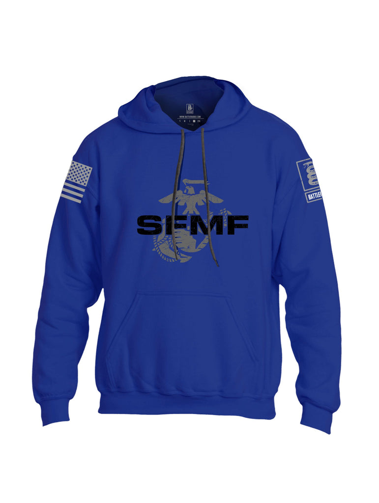 Battleraddle Sfmf Marine Grey Sleeves Uni Cotton Blended Hoodie With Pockets