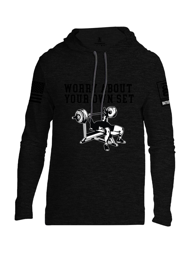 Battleraddle Worry About Your Own Set  Black Sleeves Men Cotton Thin Cotton Lightweight Hoodie