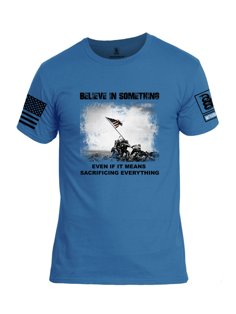 Battleraddle Believe In Something  Black Sleeves Men Cotton Crew Neck T-Shirt