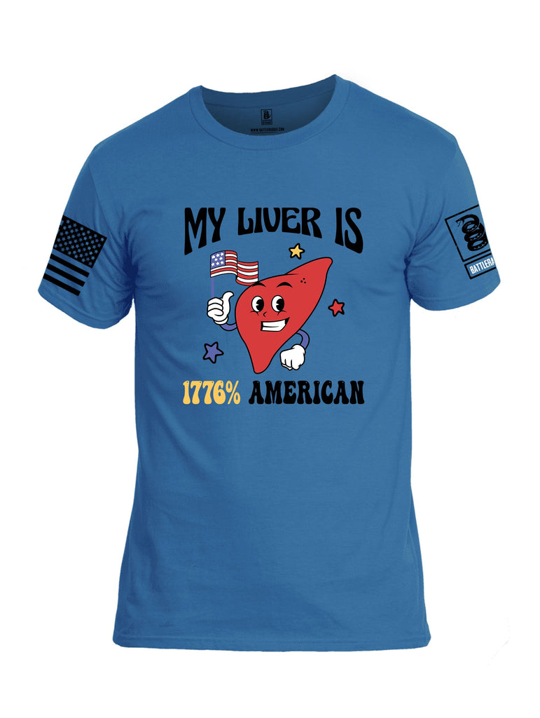 Battleraddle My Liver Is 1776 American  Black Sleeves Men Cotton Crew Neck T-Shirt