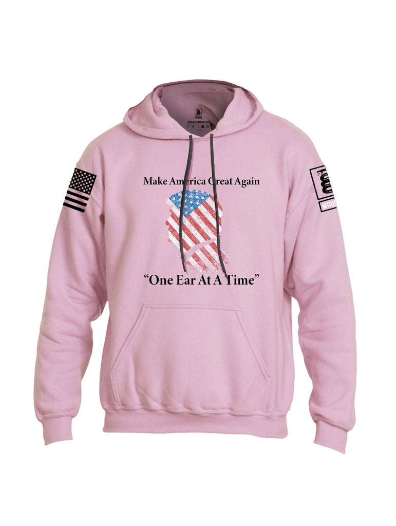 Battleraddle Make America Great Again One Ear At A Time  Black Sleeves Uni Cotton Blended Hoodie With Pockets