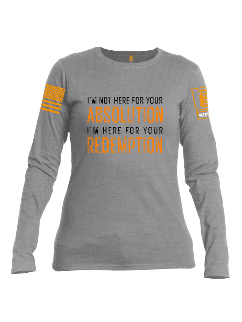 Battleraddle I'M Not Here For Your Absolution Orange Sleeves Women Cotton Crew Neck Long Sleeve T Shirt