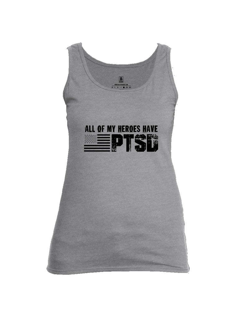 Battleraddle All Of My Heroes Have Ptsd Black Sleeves Women Cotton Cotton Tank Top