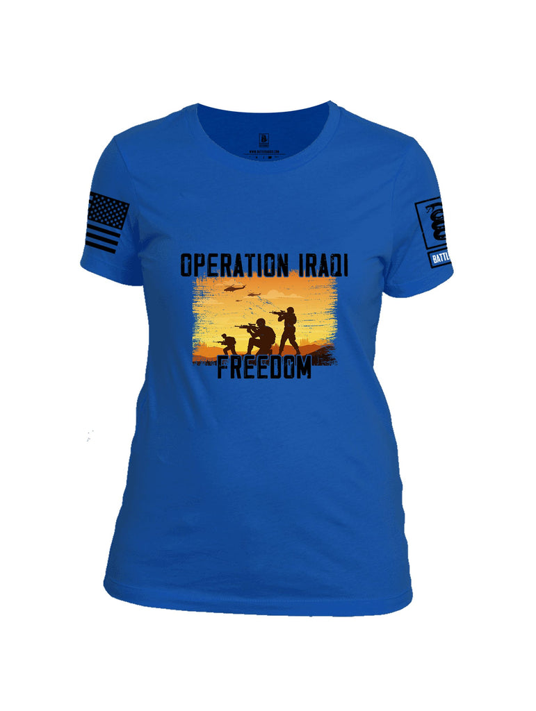 Battleraddle Operation Iraqi Freedom Soldiers Black Sleeves Women Cotton Crew Neck T-Shirt