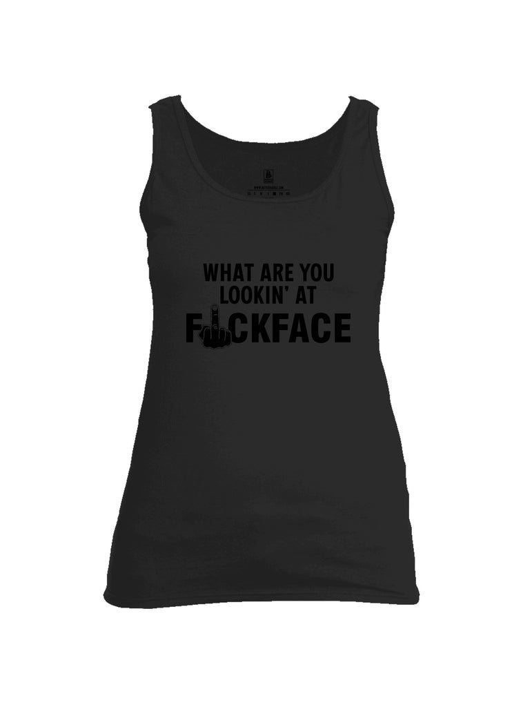 Battleraddle What Are You Lookin At Black Sleeves Women Cotton Cotton Tank Top