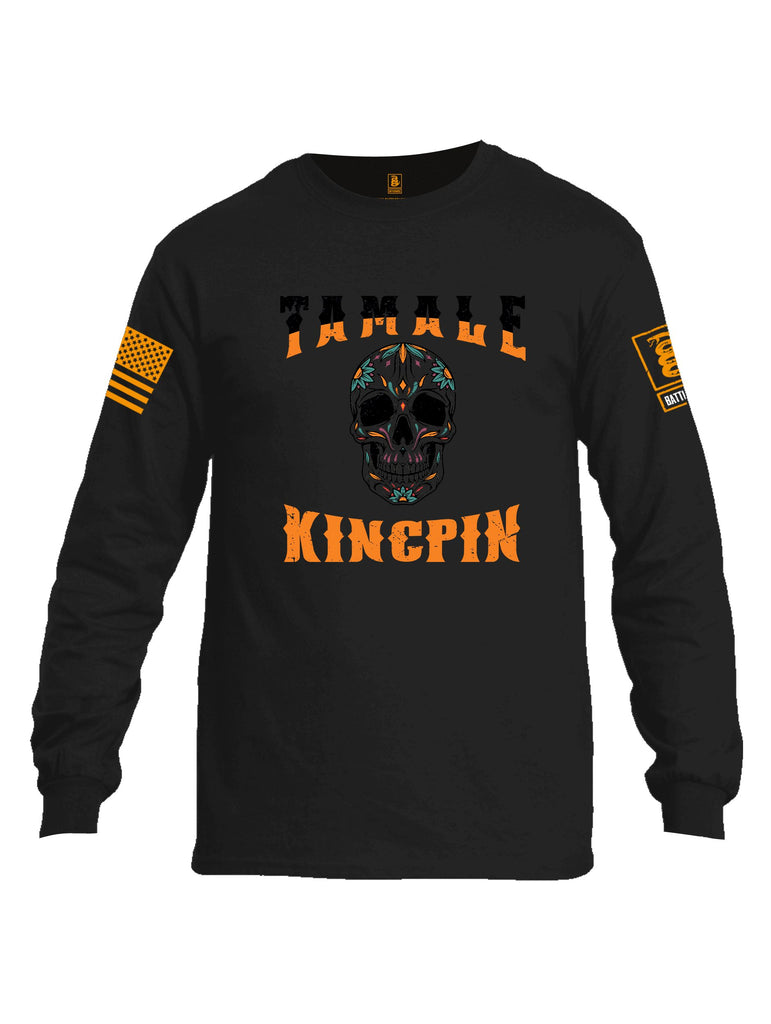 Battleraddle Tamale Kingpin Orange Sleeves Men Cotton Crew Neck Long Sleeve T Shirt