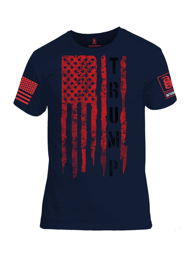 Battleraddle Flag Trump  Red Sleeves Men Cotton Crew Neck T-Shirt