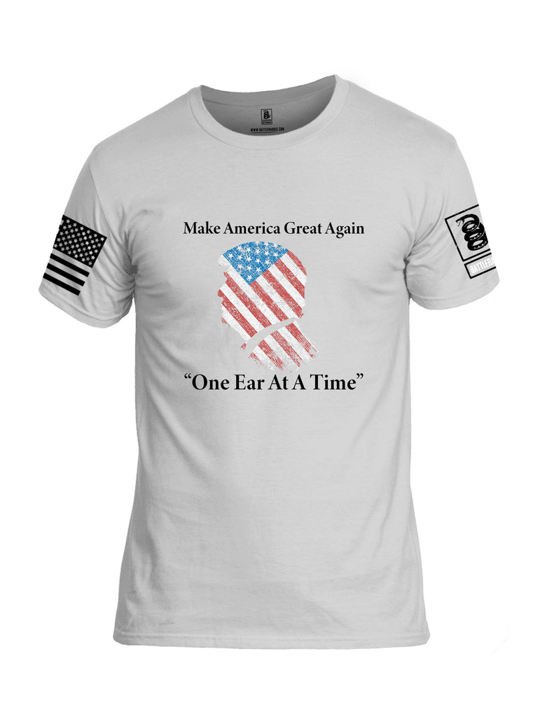 Battleraddle Make America Great Again One Ear At A Time  Black Sleeves Men Cotton Crew Neck T-Shirt