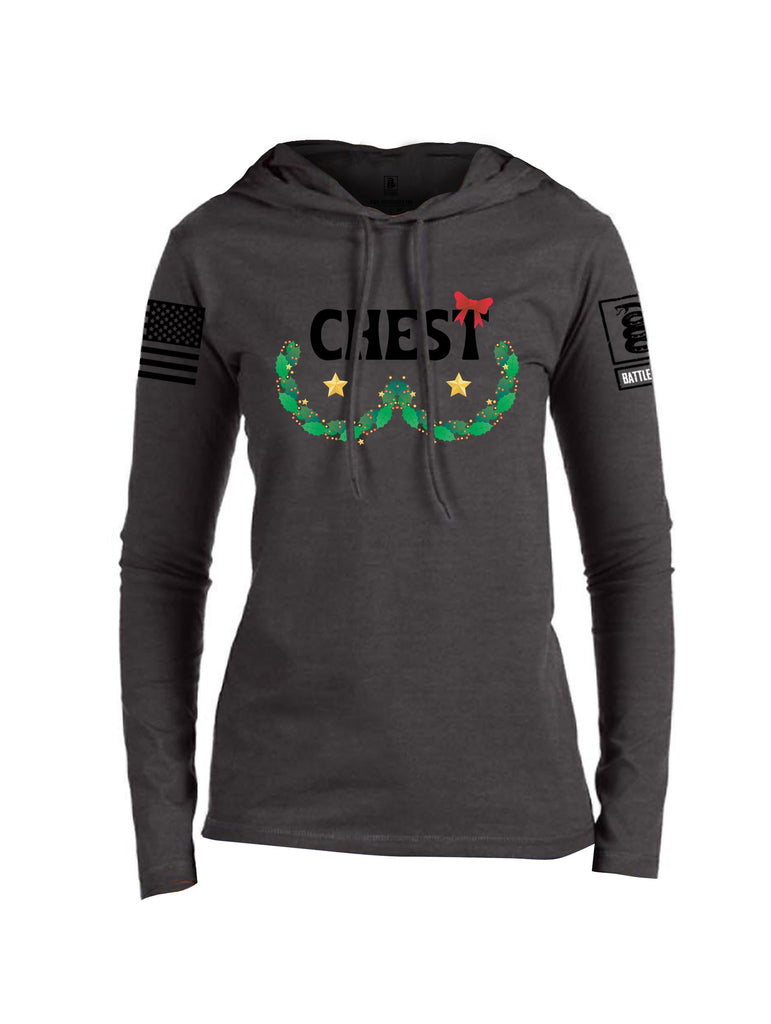 Battleraddle Chest Christmas Black Sleeves Women Cotton Thin Cotton Lightweight Hoodie