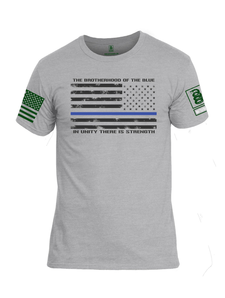 Battleraddle The Brotherhood Of The Blue White  Dark Green Sleeves Men Cotton Crew Neck T-Shirt