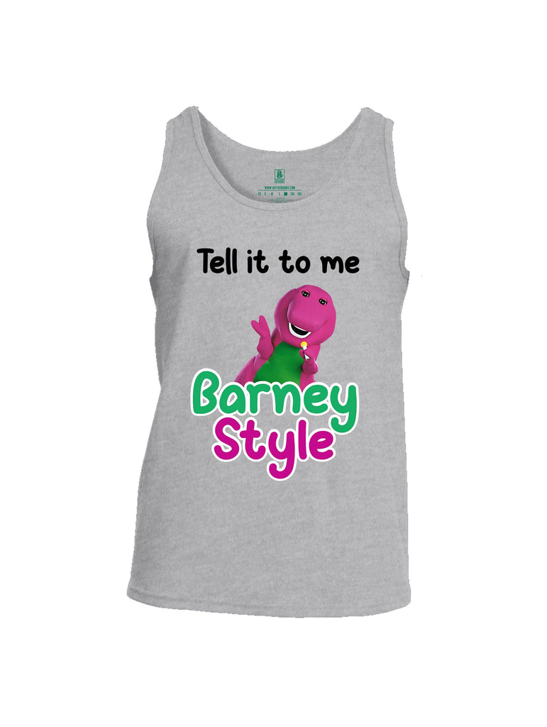 Battleraddle Tell It To Me Barney Style  Pearl Green Sleeves Men Cotton Cotton Tank Top