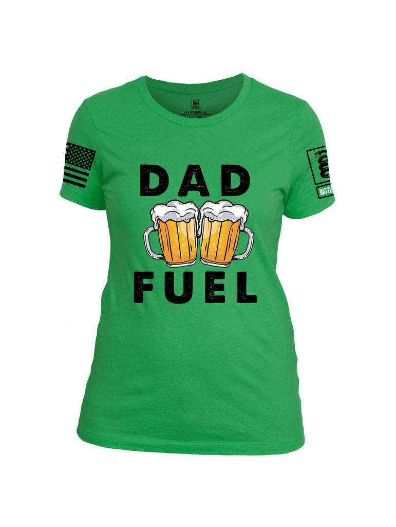 Battleraddle Dad Fuel Black Sleeves Women Cotton Crew Neck T-Shirt
