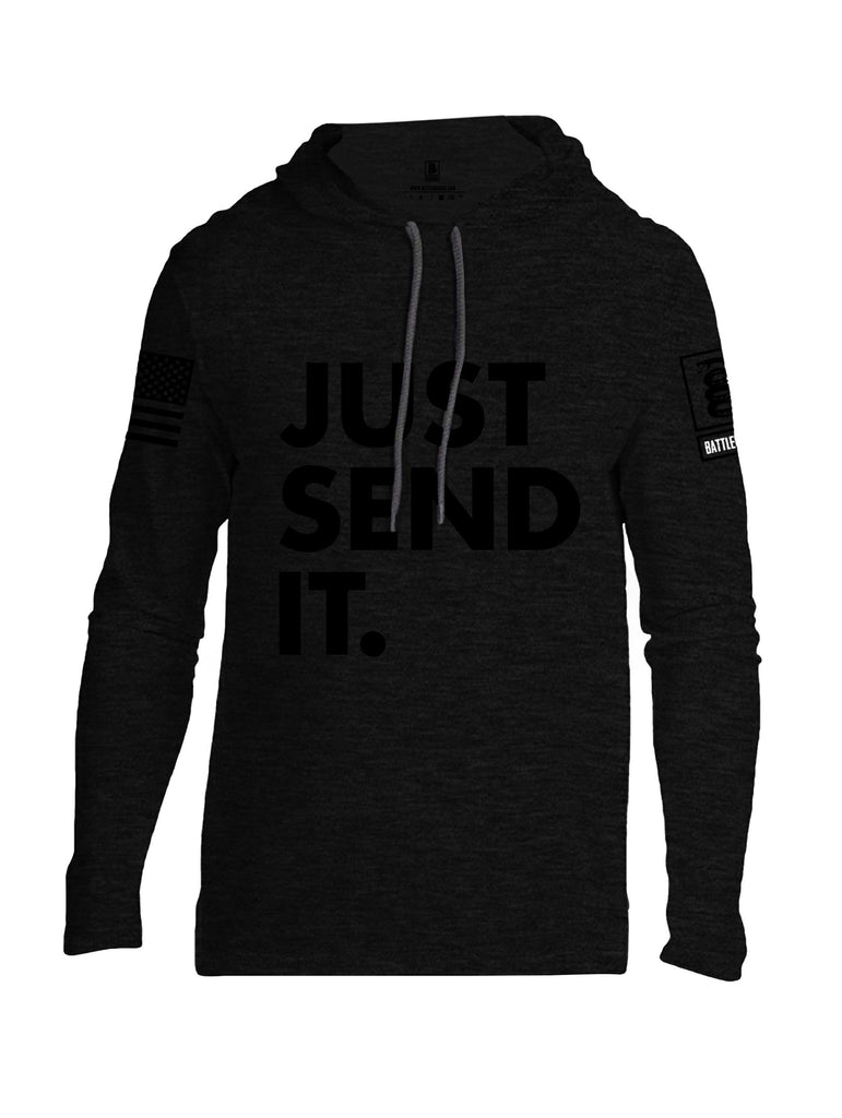 Battleraddle Just Send It Black Sleeves Men Cotton Thin Cotton Lightweight Hoodie