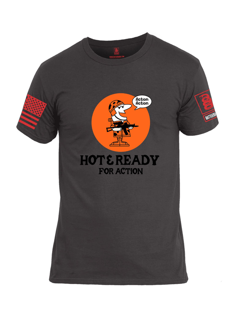 Battleraddle Hot & Ready For Action  Red Sleeves Men Cotton Crew Neck T-Shirt