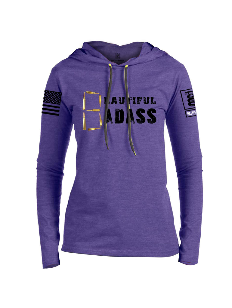 Battleraddle Beautiful Badass Black Sleeves Women Cotton Thin Cotton Lightweight Hoodie