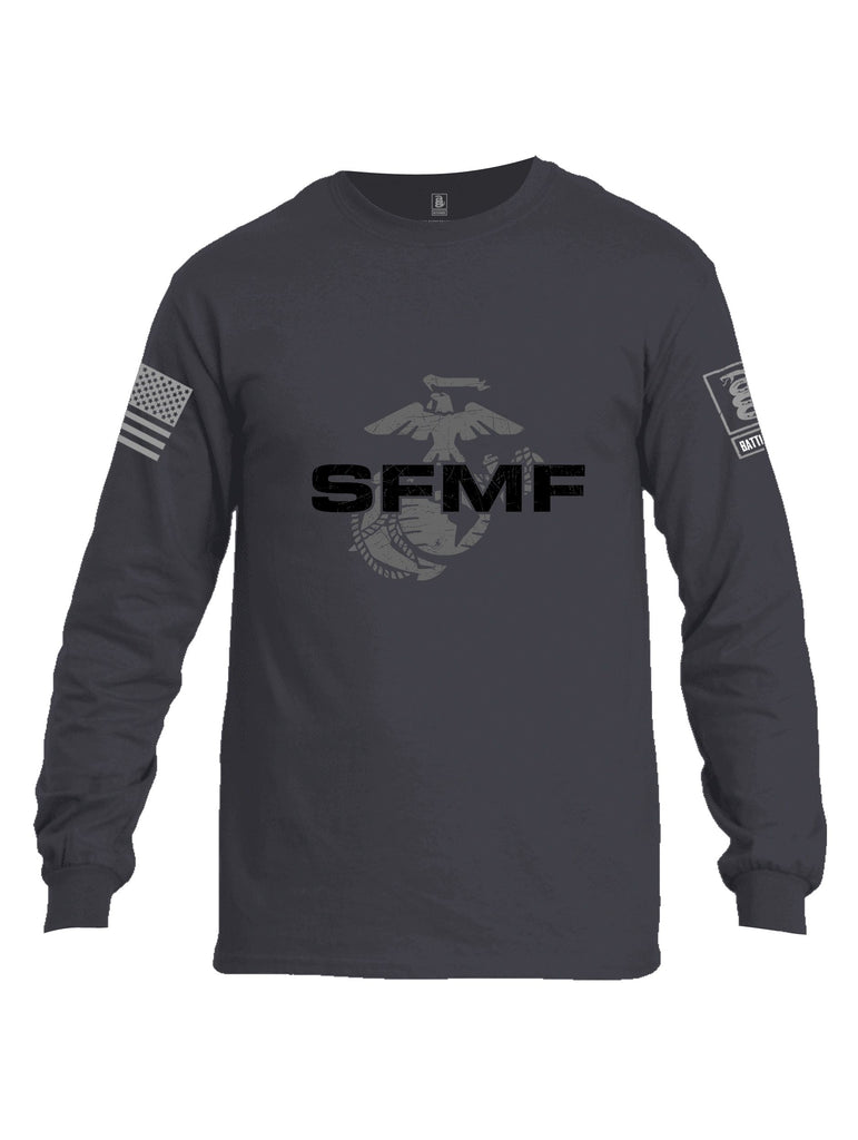 Battleraddle Sfmf Marine Grey Sleeves Men Cotton Crew Neck Long Sleeve T Shirt