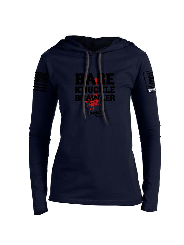 Battleraddle Bare Knuckle Brawler  Black Sleeves Women Cotton Thin Cotton Lightweight Hoodie