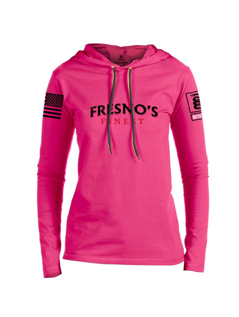 Battleraddle Fresnos Finest  Black Sleeves Women Cotton Thin Cotton Lightweight Hoodie