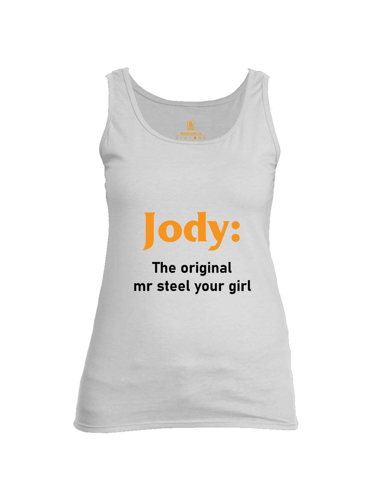 Battleraddle Jody The Original Mr Steel Your Girl Orange Sleeves Women Cotton Cotton Tank Top