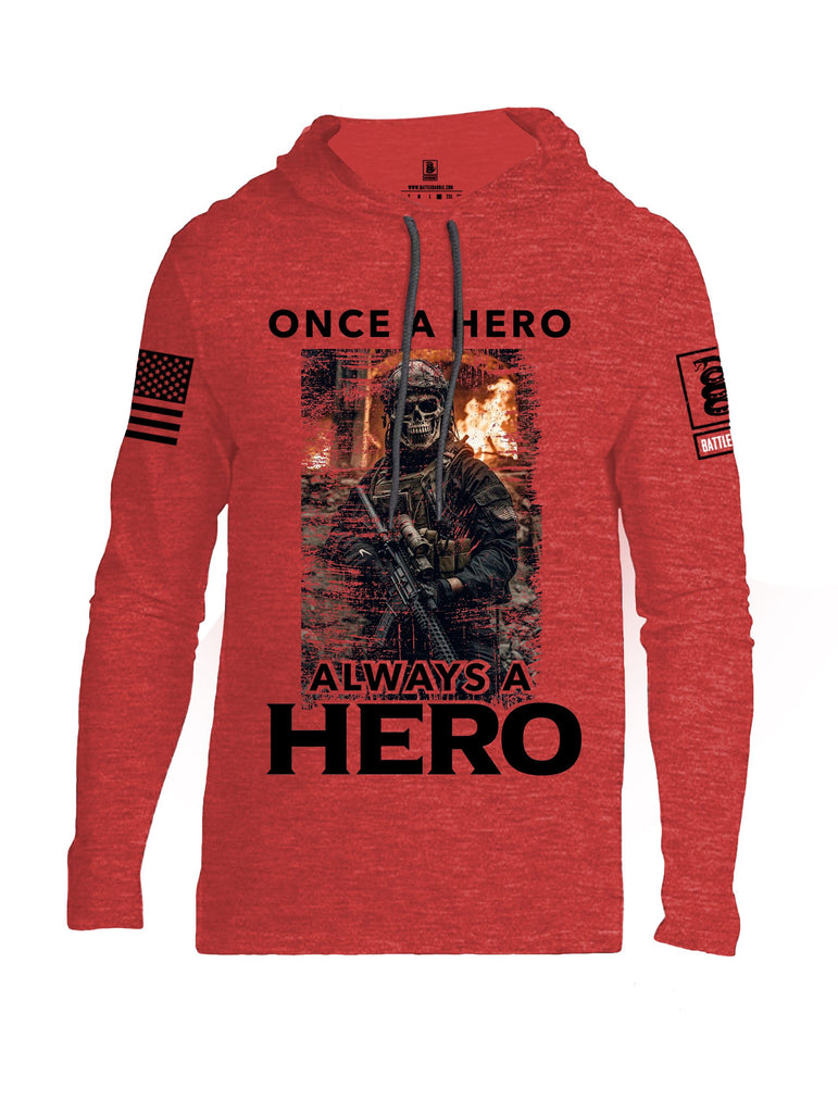 Battleraddle Once A Hero Always A Hero Black Sleeves Men Cotton Thin Cotton Lightweight Hoodie