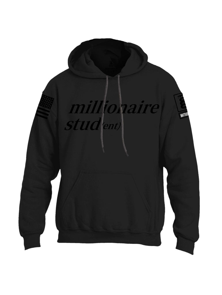 Battleraddle Millionaire Student Black Sleeves Uni Cotton Blended Hoodie With Pockets