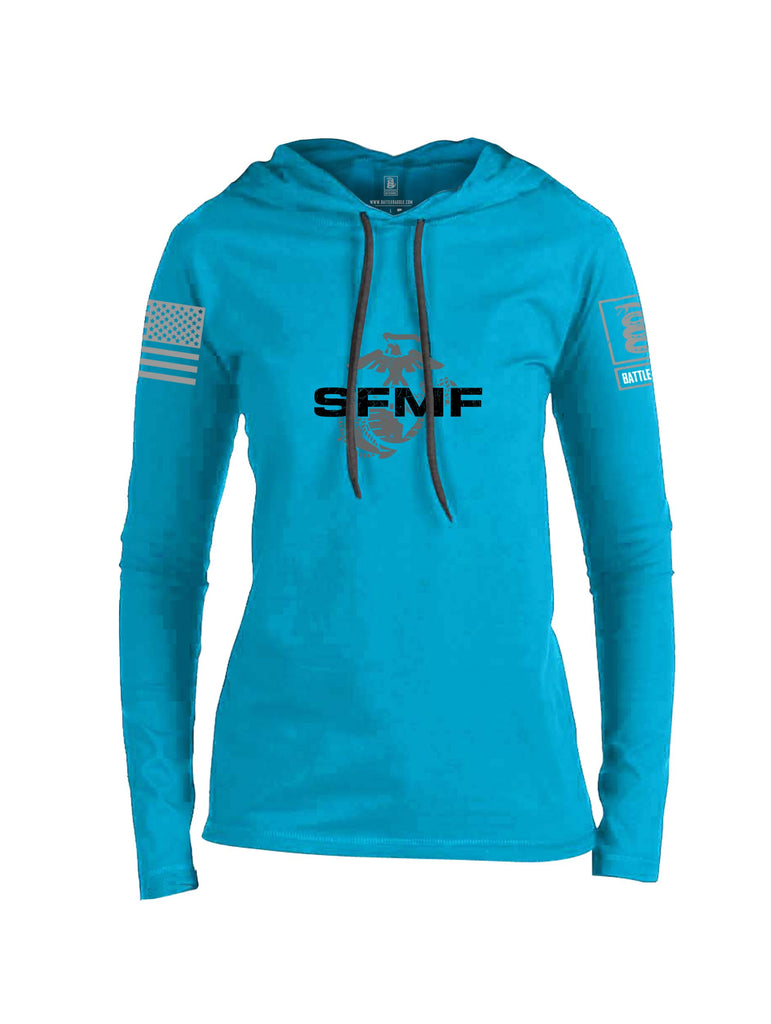 Battleraddle Sfmf Marine Grey Sleeves Women Cotton Thin Cotton Lightweight Hoodie