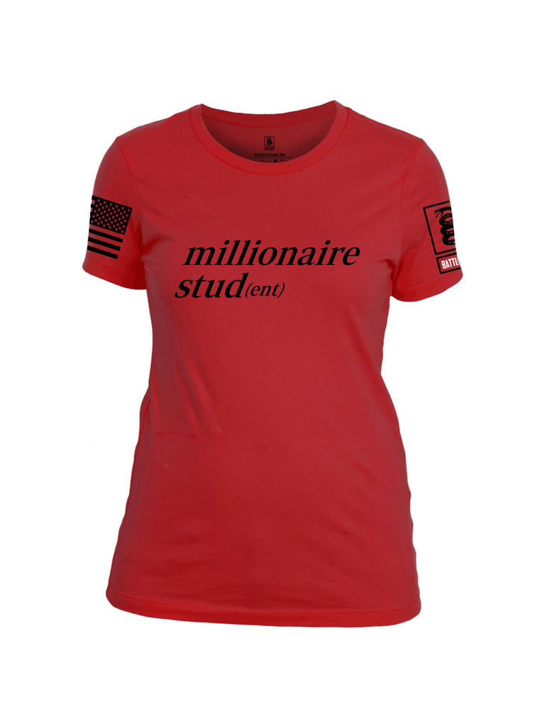 Battleraddle Millionaire Student Black Sleeves Women Cotton Crew Neck T-Shirt