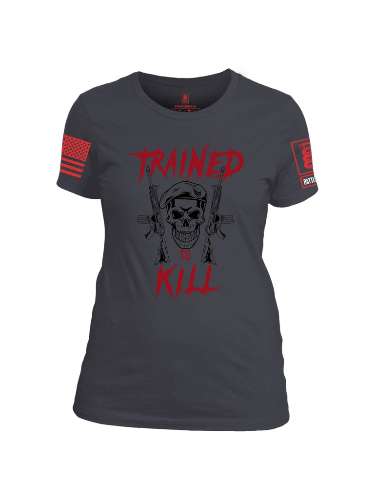 Battleraddle Trained To Kill  Red Sleeves Women Cotton Crew Neck T-Shirt