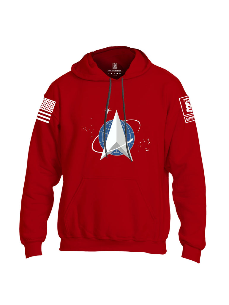 Battleraddle Spaceforce Starfleet Delta Command White Sleeves Uni Cotton Blended Hoodie With Pockets