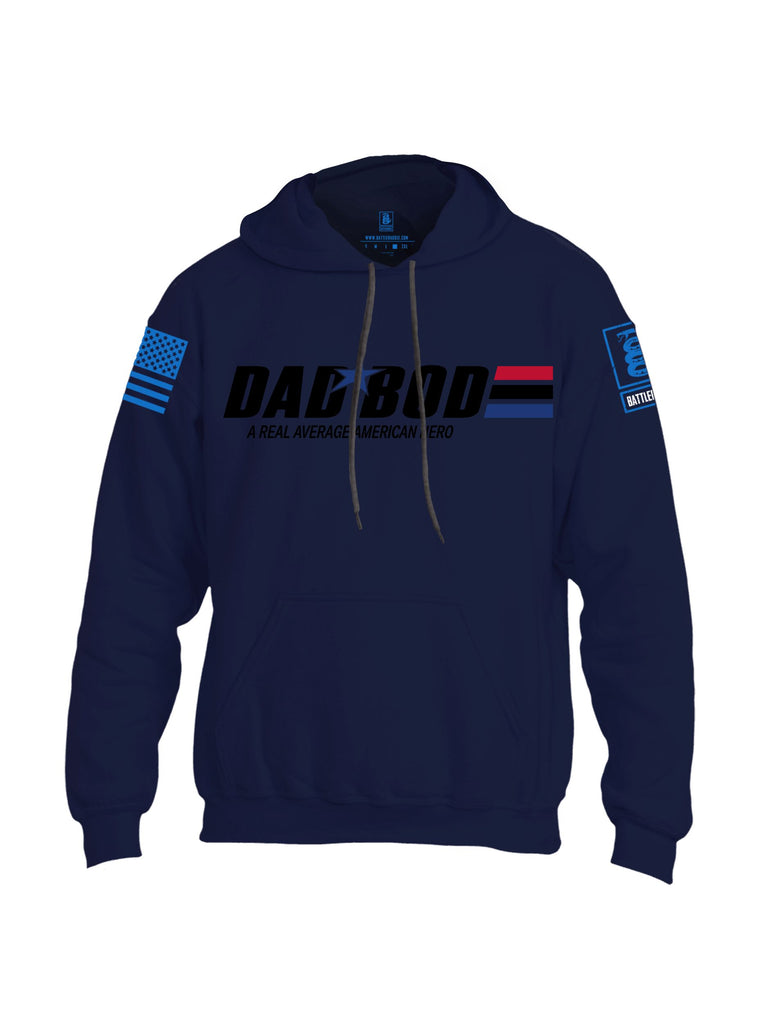 Battleraddle Dad Bod A Real Average American Hero  Mid Blue Sleeves Uni Cotton Blended Hoodie With Pockets