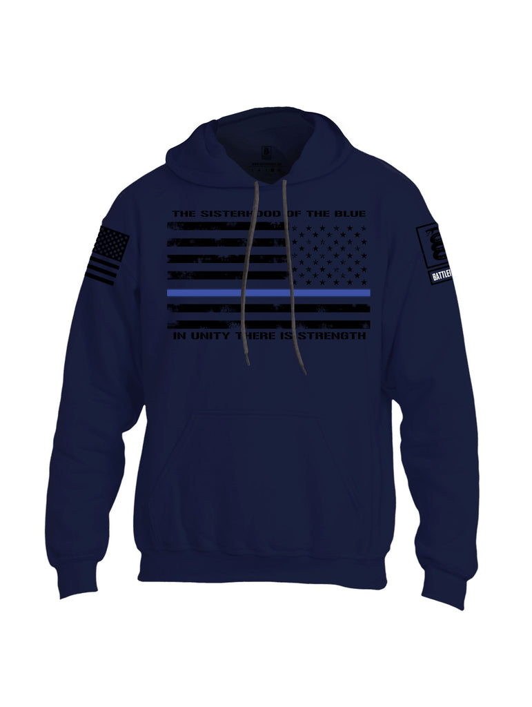 Battleraddle The Sisterhood Of The Blue  Black Sleeves Uni Cotton Blended Hoodie With Pockets