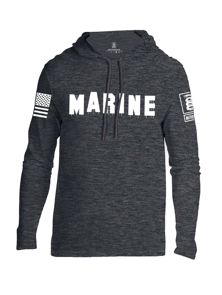 Battleraddle Marine Hollywood White Sleeves Men Cotton Thin Cotton Lightweight Hoodie