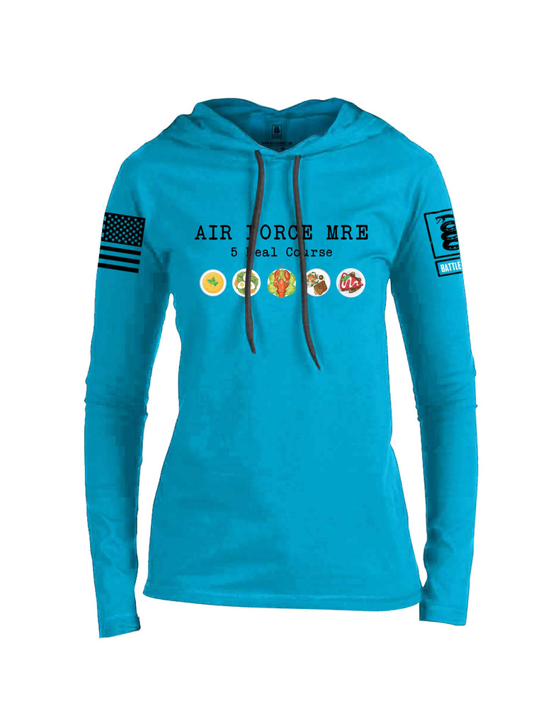 Battleraddle Air Force Mre 5 Meal Course Black Sleeves Women Cotton Thin Cotton Lightweight Hoodie