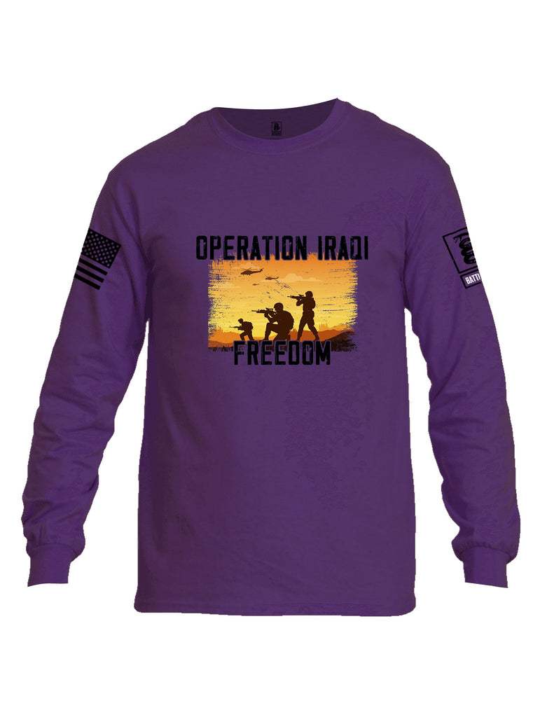 Battleraddle Operation Iraqi Freedom Soldiers Black Sleeves Men Cotton Crew Neck Long Sleeve T Shirt