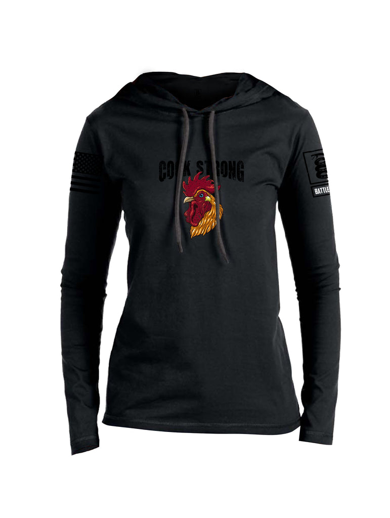 Battleraddle Cock Strong Black Sleeves Women Cotton Thin Cotton Lightweight Hoodie