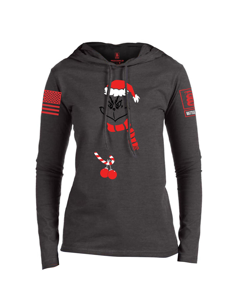 Battleraddle Grinch Christmas Balls Red Sleeves Women Cotton Thin Cotton Lightweight Hoodie