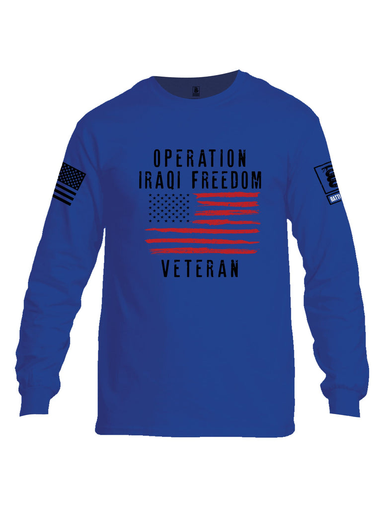 Battleraddle Operation Iraqi Freedom Veteran Black Sleeves Men Cotton Crew Neck Long Sleeve T Shirt