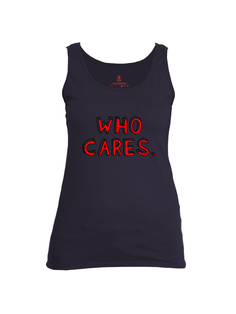Battleraddle Who Cares Red Sleeves Women Cotton Cotton Tank Top