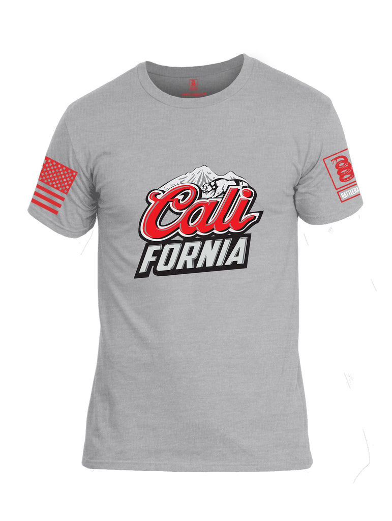 Battleraddle California Red Sleeves Men Cotton Crew Neck T-Shirt