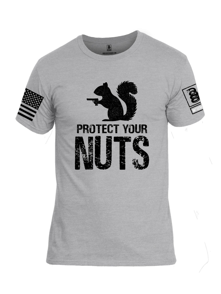 Battleraddle Protect Your Nuts  Black Sleeves Men Cotton Crew Neck T-Shirt