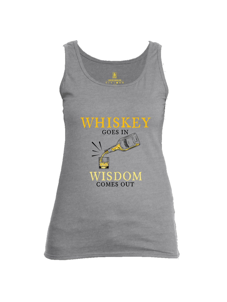 Battleraddle Whiskey Goes In Wisdom Comes Out Yellow Sleeves Women Cotton Cotton Tank Top
