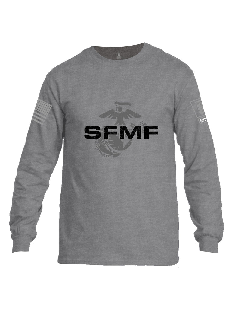 Battleraddle Sfmf Marine Grey Sleeves Men Cotton Crew Neck Long Sleeve T Shirt